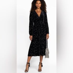 NEW 🖤 JOHNNY WAS Elegant Black Velvet Midi Dress